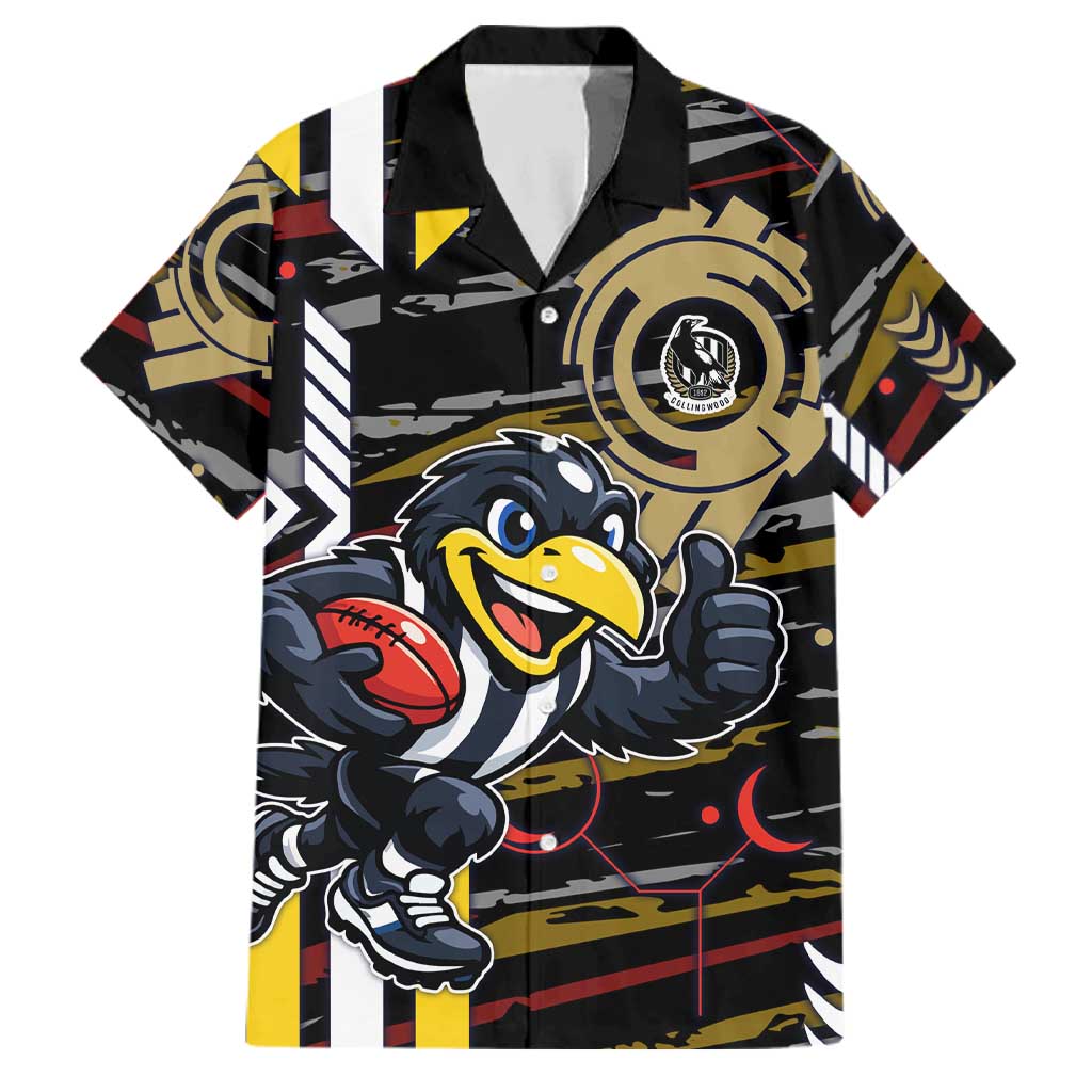 Collingwood Football Club Family Matching Tank Maxi Dress and Hawaiian Shirt Mascot Cartoon Football Illustration Style