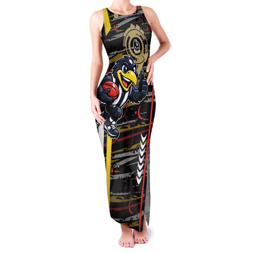 Collingwood Football Club Family Matching Tank Maxi Dress and Hawaiian Shirt Mascot Cartoon Football Illustration Style