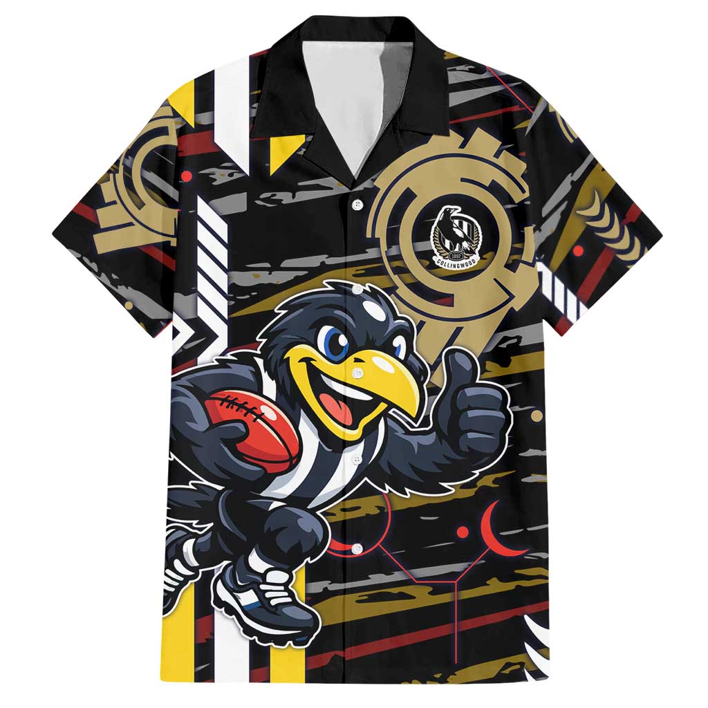 Collingwood Football Club Hawaiian Shirt Mascot Cartoon Football Illustration Style