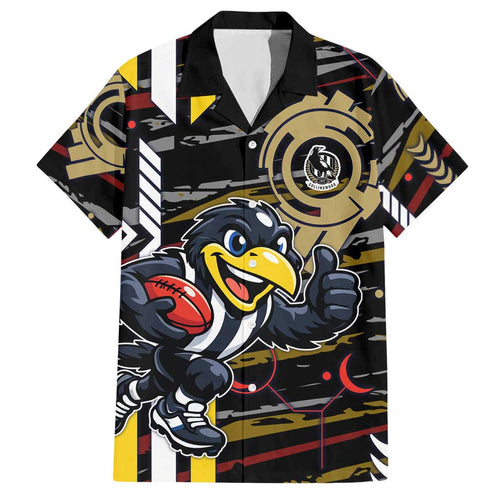 Collingwood Football Club Hawaiian Shirt Mascot Cartoon Football Illustration Style