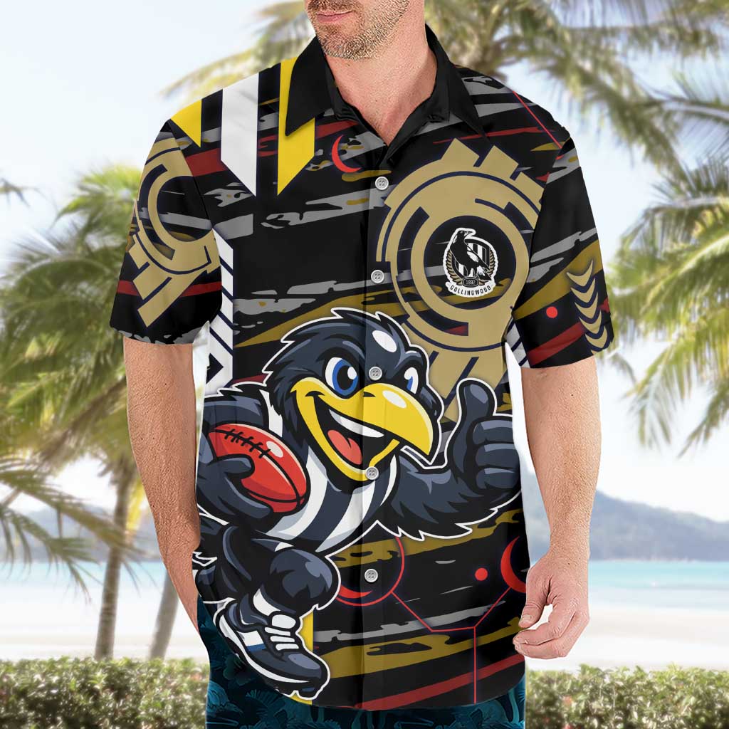 Collingwood Football Club Hawaiian Shirt Mascot Cartoon Football Illustration Style