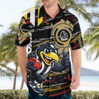 Collingwood Football Club Hawaiian Shirt Mascot Cartoon Football Illustration Style