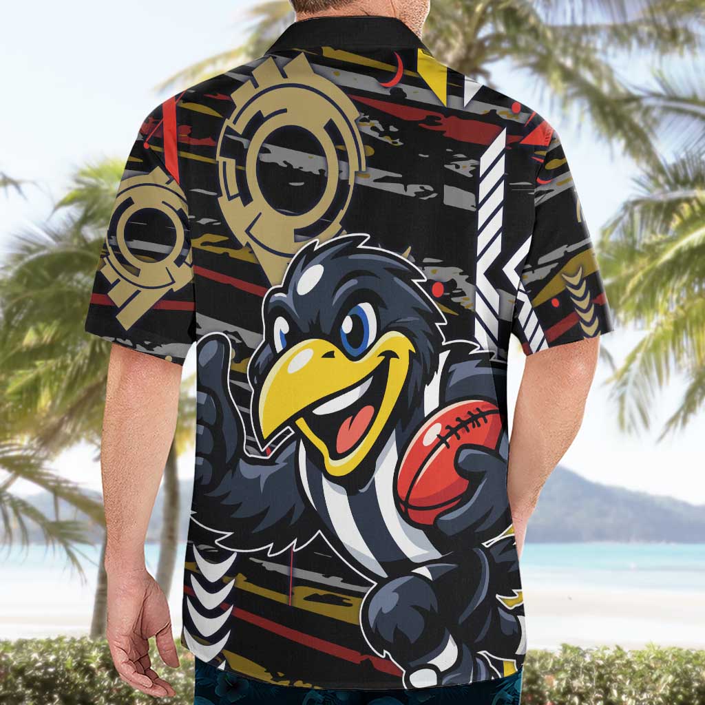 Collingwood Football Club Hawaiian Shirt Mascot Cartoon Football Illustration Style