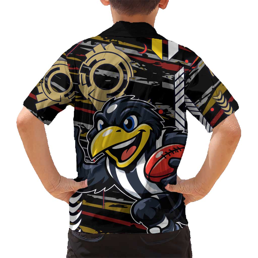 Collingwood Football Club Hawaiian Shirt Mascot Cartoon Football Illustration Style