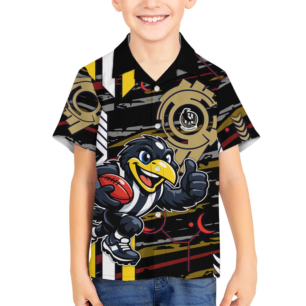Collingwood Football Club Kid Hawaiian Shirt Mascot Cartoon Football Illustration Style