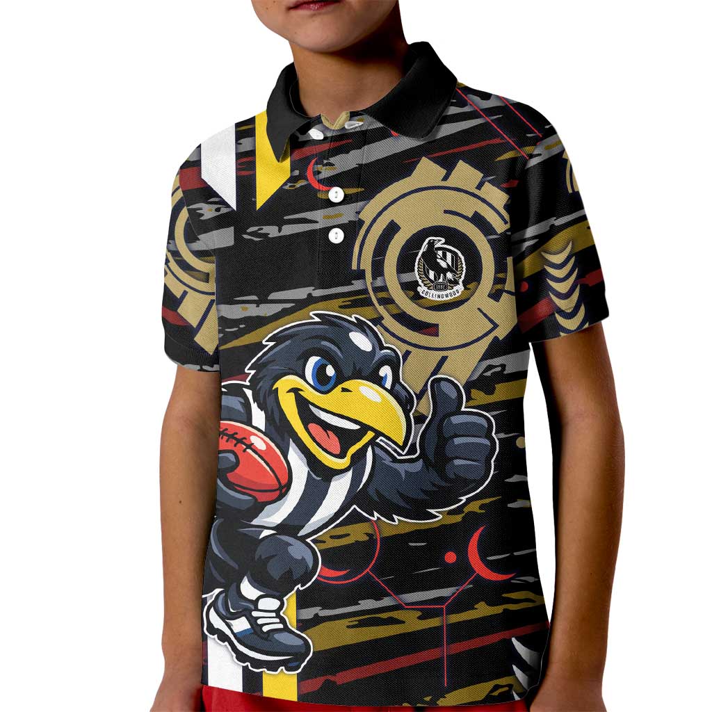 Collingwood Football Club Kid Polo Shirt Mascot Cartoon Football Illustration Style