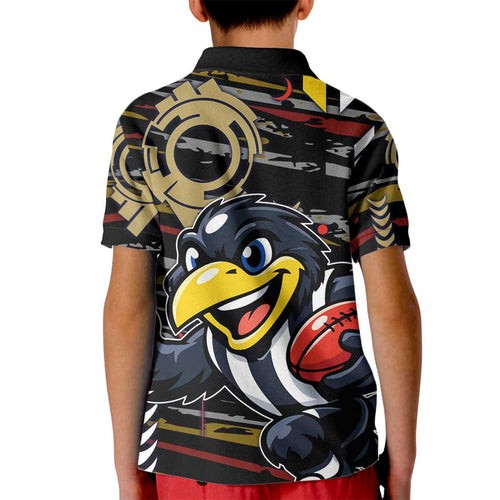 Collingwood Football Club Kid Polo Shirt Mascot Cartoon Football Illustration Style
