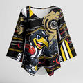 Collingwood Football Club Kimono Sleeve Blouse Mascot Cartoon Football Illustration Style