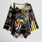 Collingwood Football Club Kimono Sleeve Blouse Mascot Cartoon Football Illustration Style