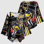 Collingwood Football Club Kimono Sleeve Blouse Mascot Cartoon Football Illustration Style
