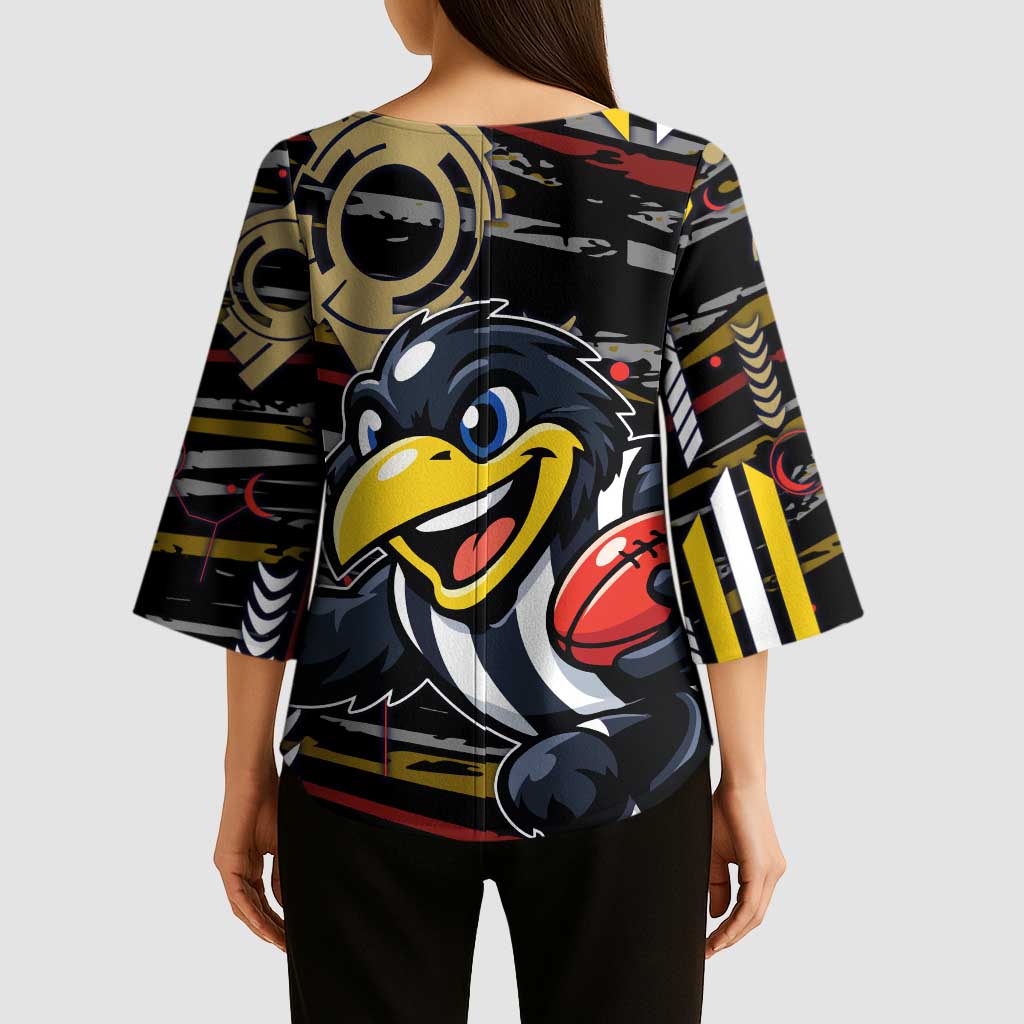 Collingwood Football Club Kimono Sleeve Blouse Mascot Cartoon Football Illustration Style