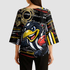 Collingwood Football Club Kimono Sleeve Blouse Mascot Cartoon Football Illustration Style