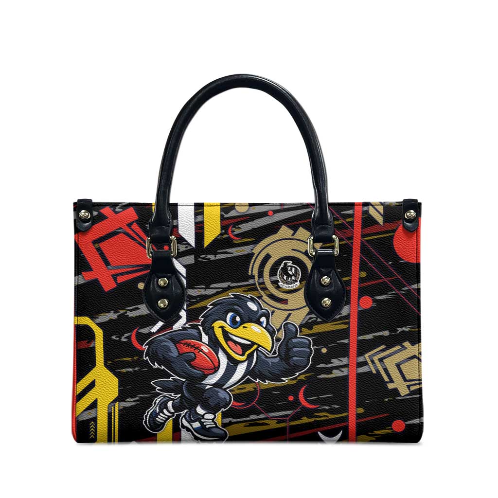 Collingwood Football Club Leather Bag Mascot Cartoon Football Illustration Style
