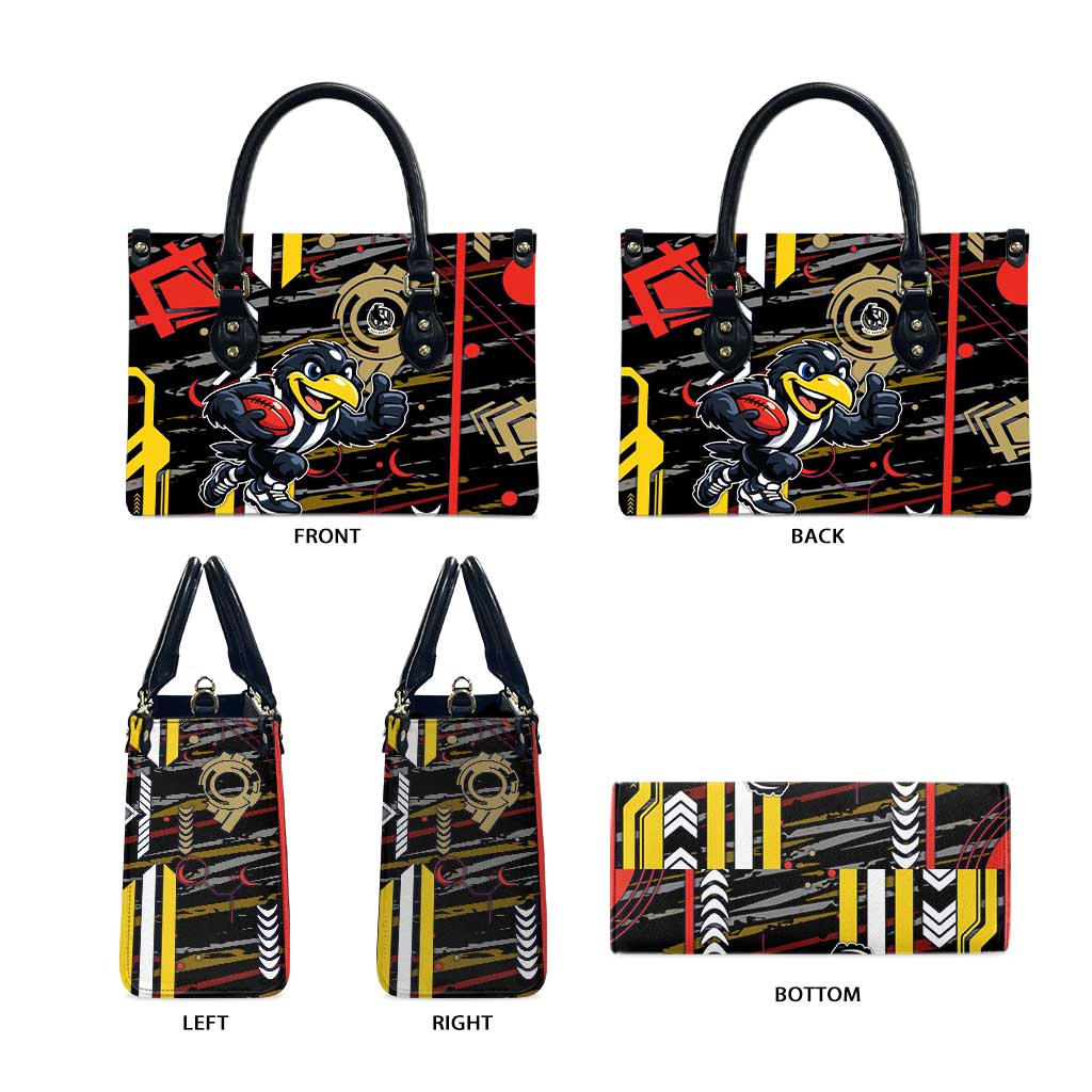 Collingwood Football Club Leather Bag Mascot Cartoon Football Illustration Style