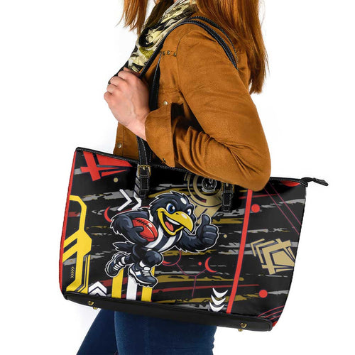 Collingwood Football Club Leather Tote Bag Mascot Cartoon Football Illustration Style