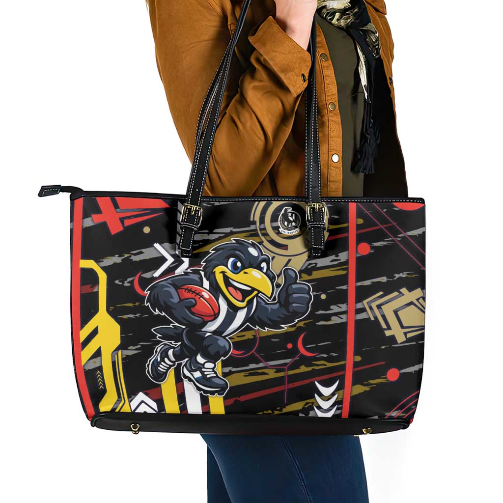 Collingwood Football Club Leather Tote Bag Mascot Cartoon Football Illustration Style
