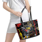 Collingwood Football Club Leather Tote Bag Mascot Cartoon Football Illustration Style