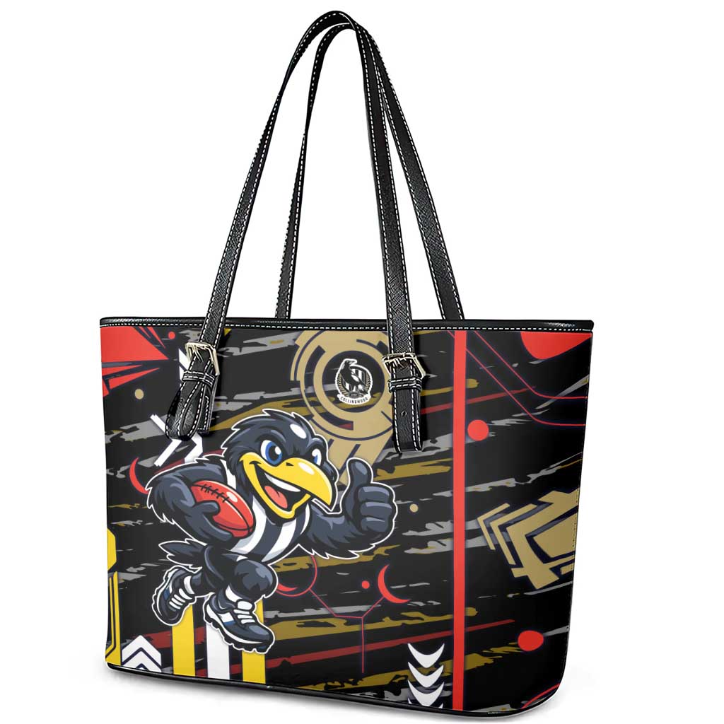 Collingwood Football Club Leather Tote Bag Mascot Cartoon Football Illustration Style
