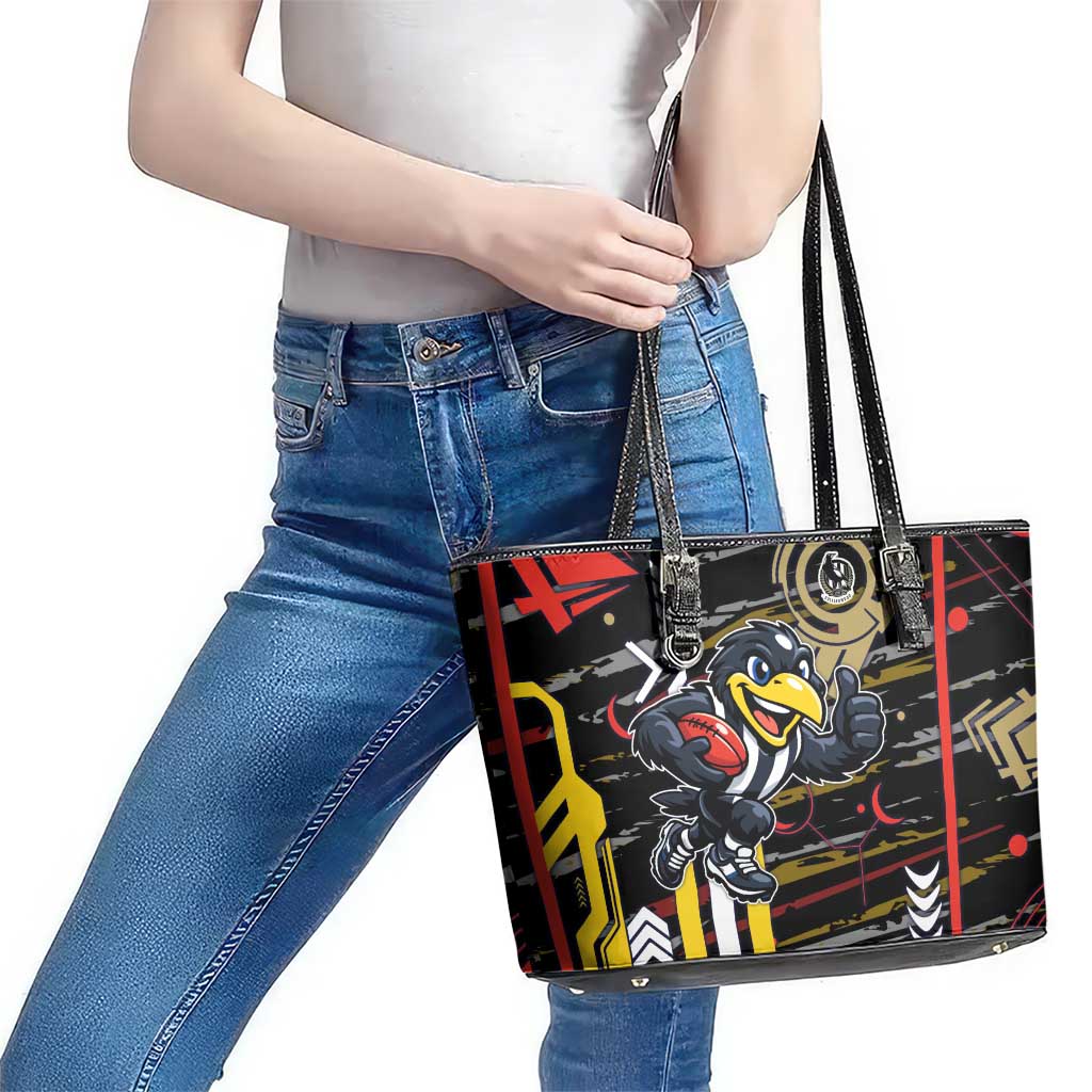 Collingwood Football Club Leather Tote Bag Mascot Cartoon Football Illustration Style