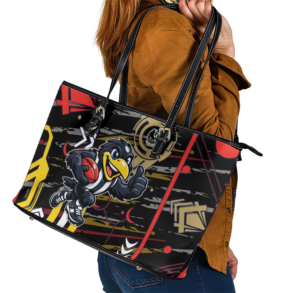 Collingwood Football Club Leather Tote Bag Mascot Cartoon Football Illustration Style