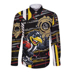 Collingwood Football Club Long Sleeve Button Shirt Mascot Cartoon Football Illustration Style