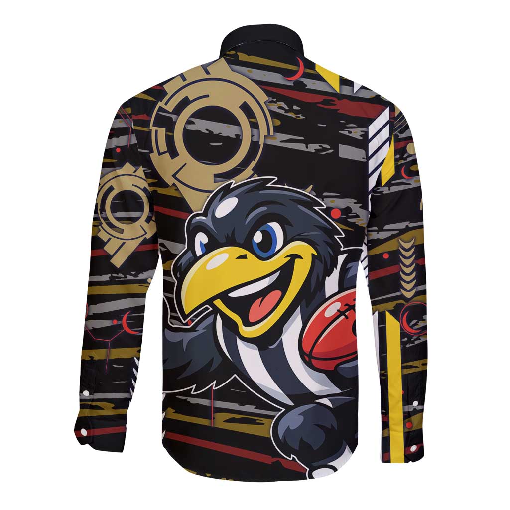 Collingwood Football Club Long Sleeve Button Shirt Mascot Cartoon Football Illustration Style