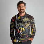 Collingwood Football Club Long Sleeve Polo Shirt Mascot Cartoon Football Illustration Style
