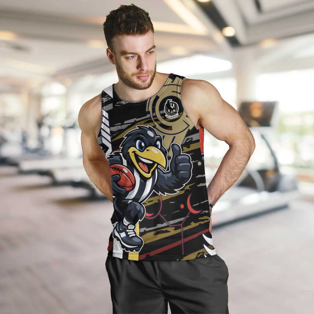 Collingwood Football Club Men Tank Top Mascot Cartoon Football Illustration Style