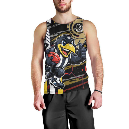Collingwood Football Club Men Tank Top Mascot Cartoon Football Illustration Style