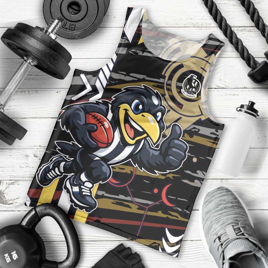 Collingwood Football Club Men Tank Top Mascot Cartoon Football Illustration Style