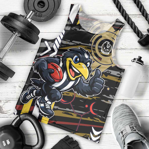 Collingwood Football Club Men Tank Top Mascot Cartoon Football Illustration Style