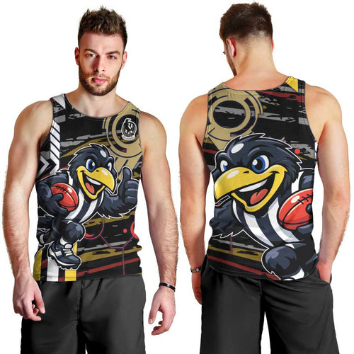 Collingwood Football Club Men Tank Top Mascot Cartoon Football Illustration Style