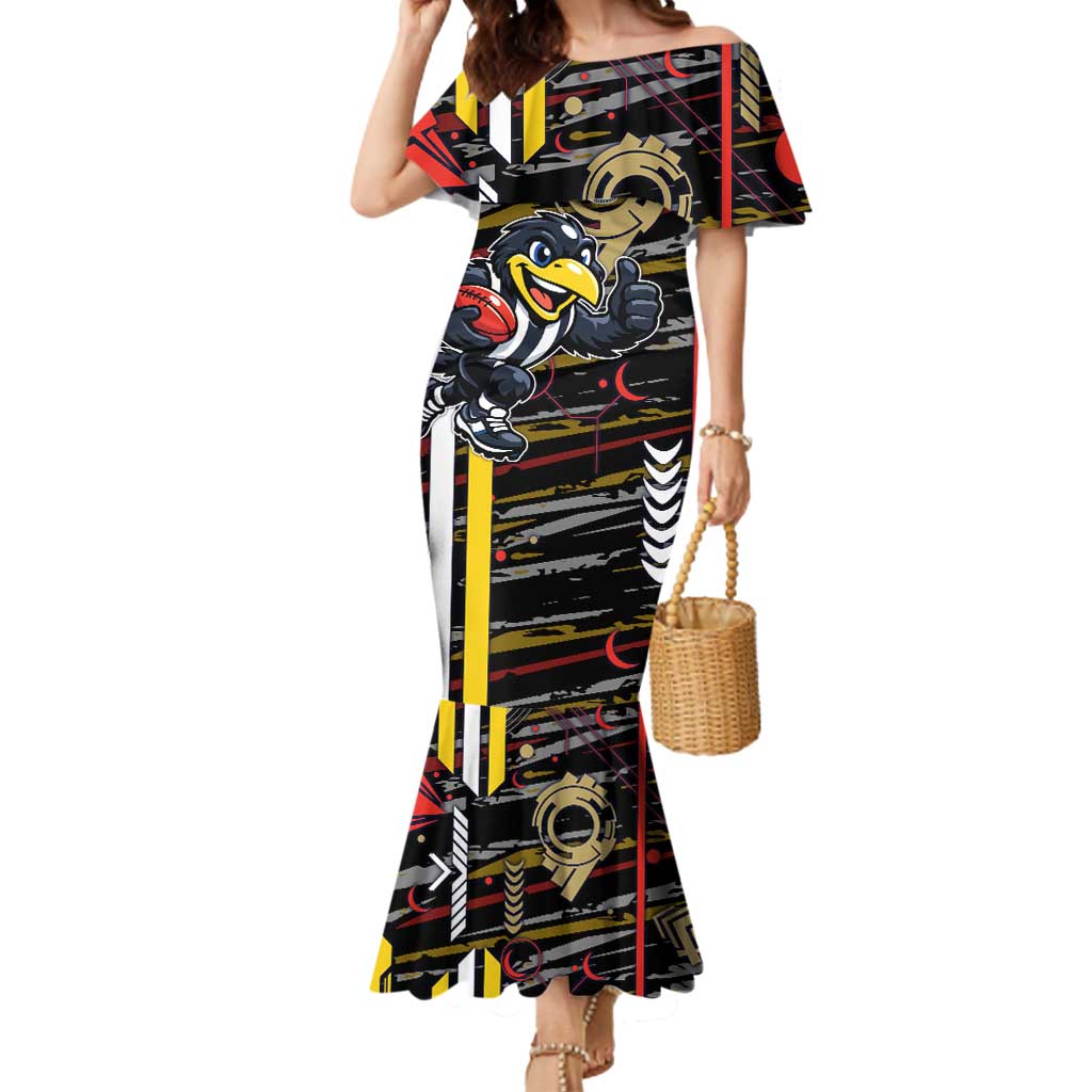 Collingwood Football Club Mermaid Dress Mascot Cartoon Football Illustration Style