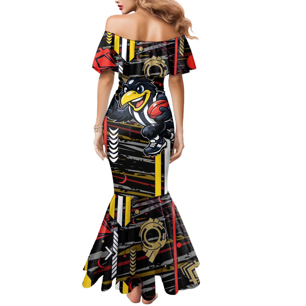 Collingwood Football Club Mermaid Dress Mascot Cartoon Football Illustration Style
