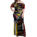 Collingwood Football Club Off Shoulder Maxi Dress Mascot Cartoon Football Illustration Style