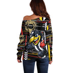 Collingwood Football Club Off Shoulder Sweater Mascot Cartoon Football Illustration Style