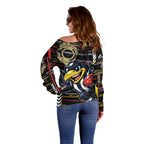 Collingwood Football Club Off Shoulder Sweater Mascot Cartoon Football Illustration Style