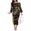 Collingwood Football Club Off The Shoulder Long Sleeve Dress Mascot Cartoon Football Illustration Style