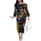 Collingwood Football Club Off The Shoulder Long Sleeve Dress Mascot Cartoon Football Illustration Style
