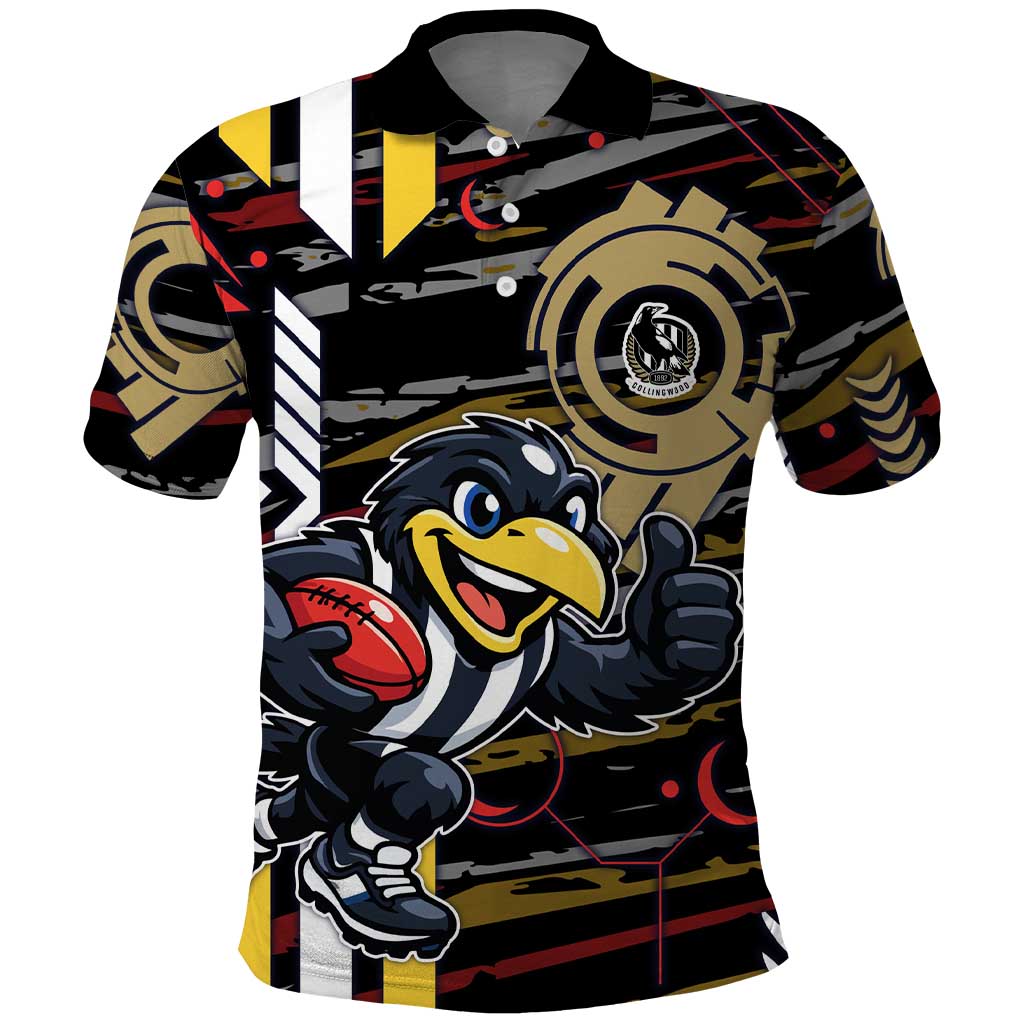 Collingwood Football Club Polo Shirt Mascot Cartoon Football Illustration Style