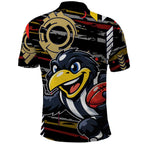 Collingwood Football Club Polo Shirt Mascot Cartoon Football Illustration Style