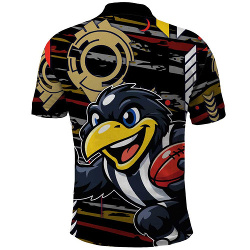 Collingwood Football Club Polo Shirt Mascot Cartoon Football Illustration Style