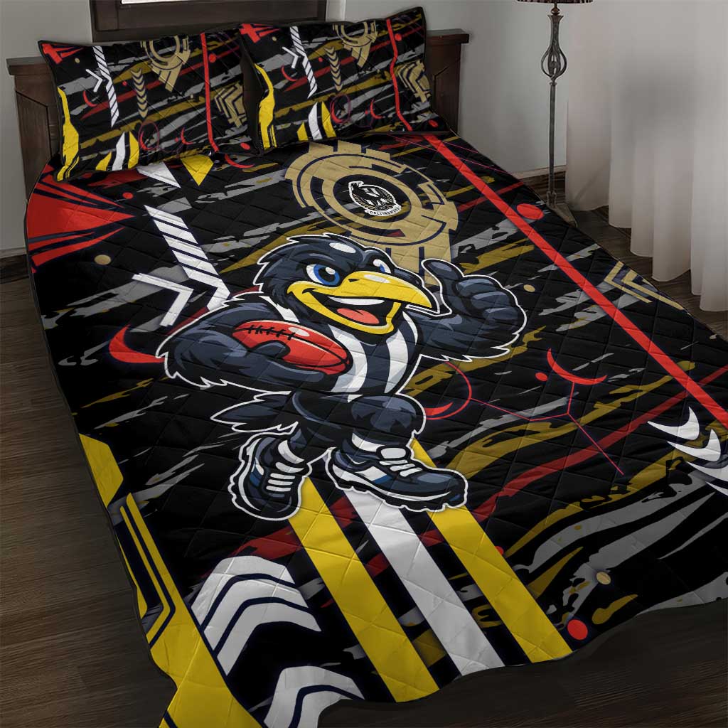 Collingwood Football Club Quilt Bed Set Mascot Cartoon Football Illustration Style