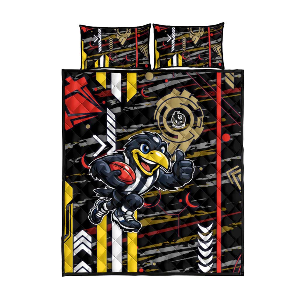 Collingwood Football Club Quilt Bed Set Mascot Cartoon Football Illustration Style