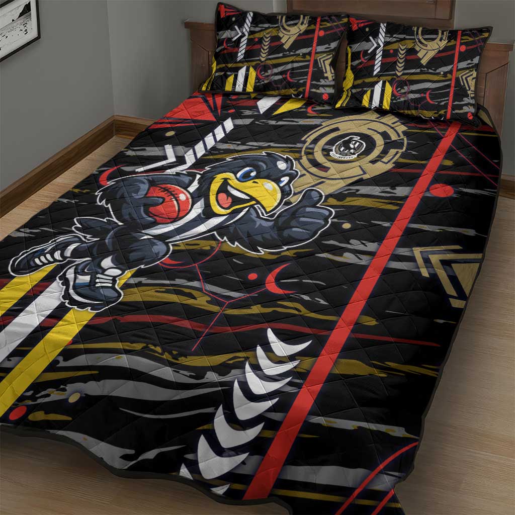 Collingwood Football Club Quilt Bed Set Mascot Cartoon Football Illustration Style