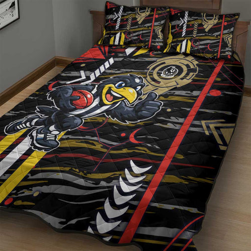 Collingwood Football Club Quilt Bed Set Mascot Cartoon Football Illustration Style