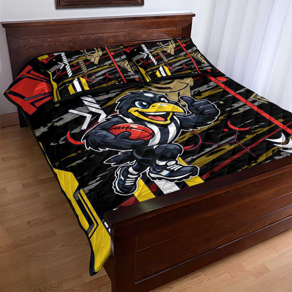 Collingwood Football Club Quilt Bed Set Mascot Cartoon Football Illustration Style