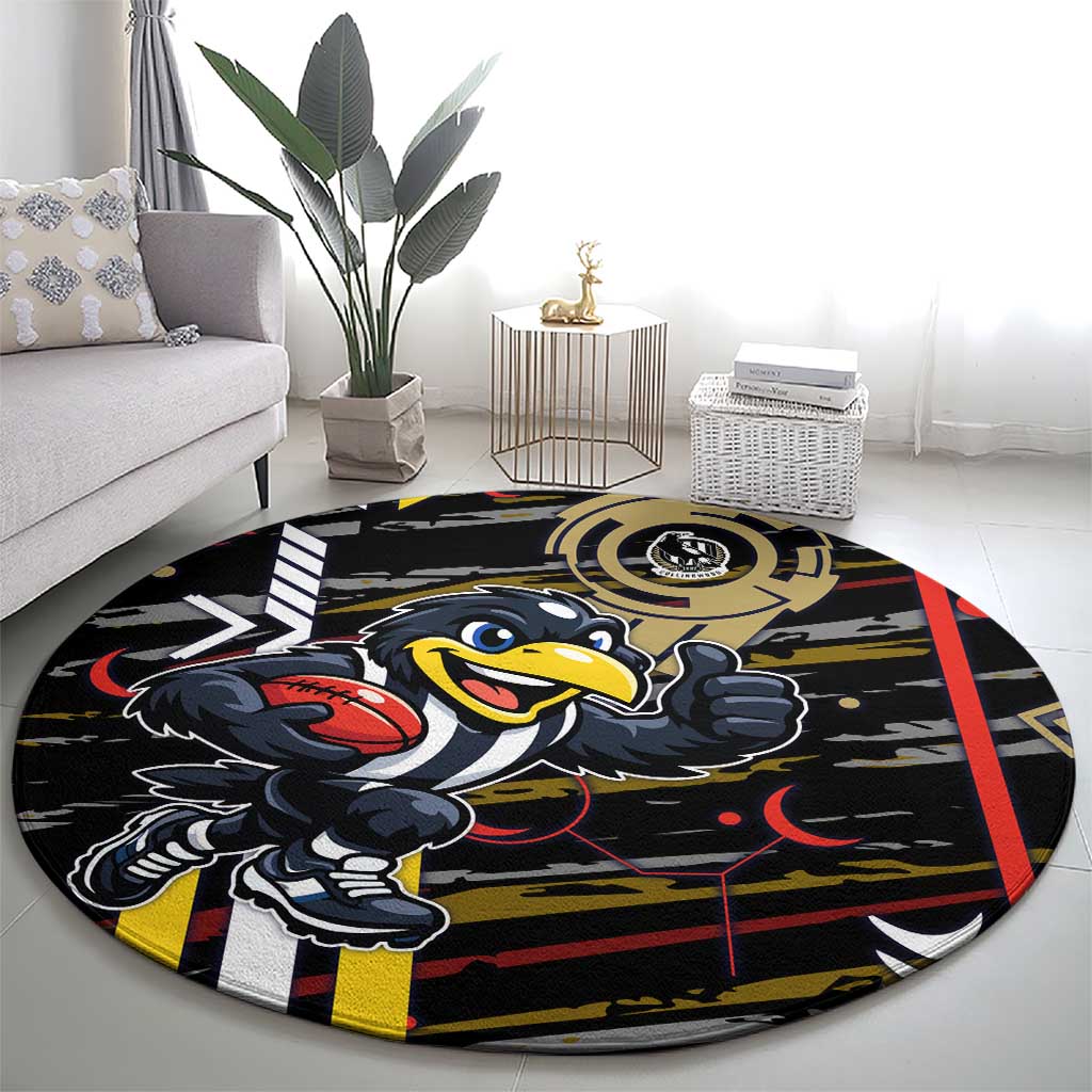 Collingwood Football Club Round Carpet Mascot Cartoon Football Illustration Style