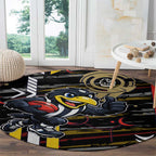Collingwood Football Club Round Carpet Mascot Cartoon Football Illustration Style