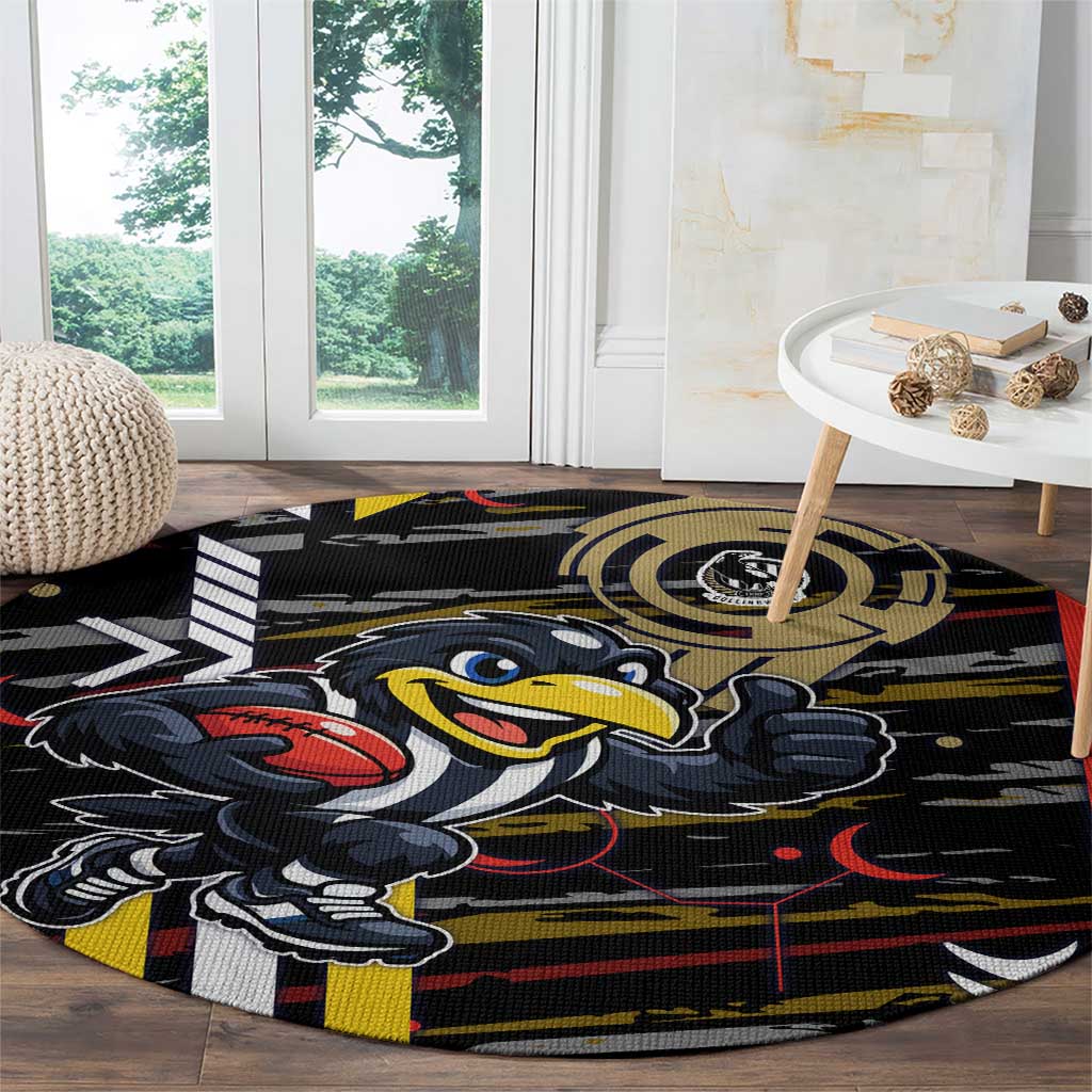 Collingwood Football Club Round Carpet Mascot Cartoon Football Illustration Style